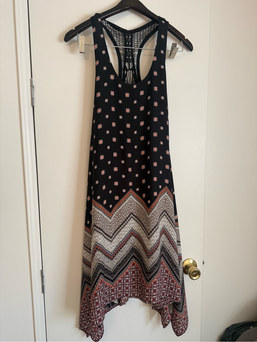 Trixxi Black Asymmetrical Tank Dress with Pink & Cream Accents